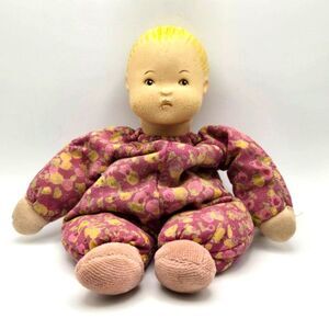 Little Moulin Roty Petit Chose 7" Baby Doll Rubber Head Pink Floral Beanbag